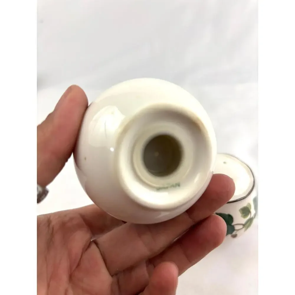 VTG‎ Green Ivy Plant Salt and Pepper Ceramic Shakers Japan Set